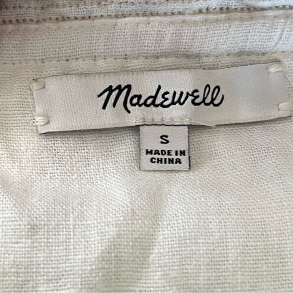 Madewell Linen Blend Cropped Embroidered‎ Tiered Anita Smock Top Small White Y2K - Picture 2 of 8